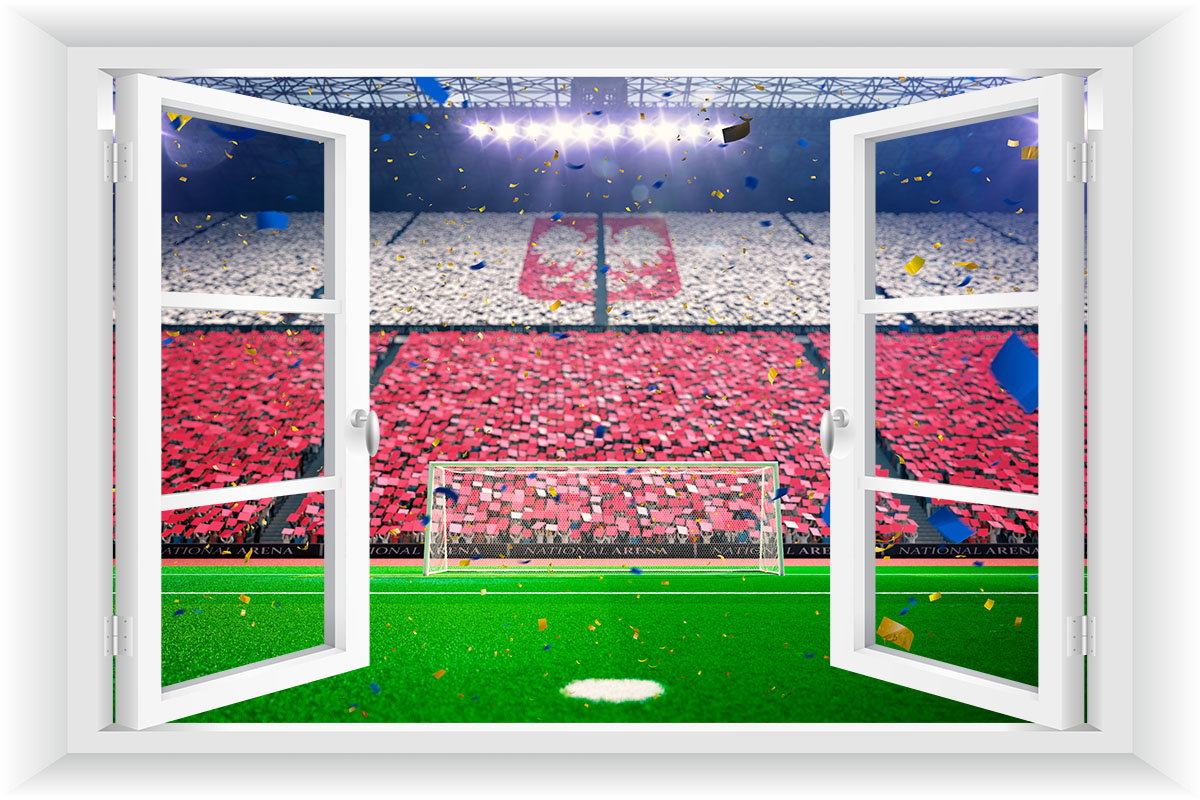 

Fototapeta Okno 3D Stadion Piłka Nożna 150x100