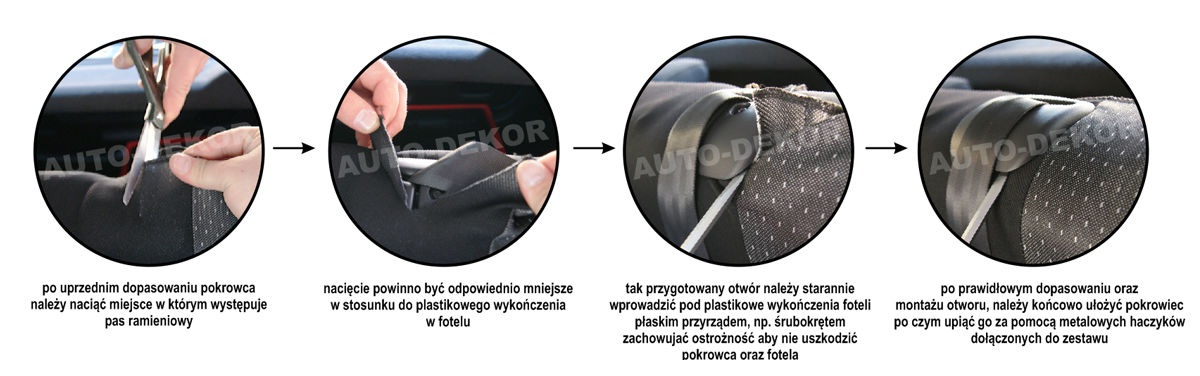 TYPOWE POKROWCE NA FOTELE PEUGEOT PARTNER II TEPEE Cechy dodatkowe szwy/otwory na poduszki powietrzne