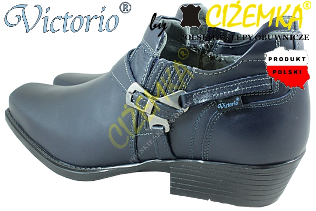 VICTORIO Kowbojki Półbuty SKÓRA PL 1026 GRANAT 40 Oryginalne opakowanie producenta pudełko