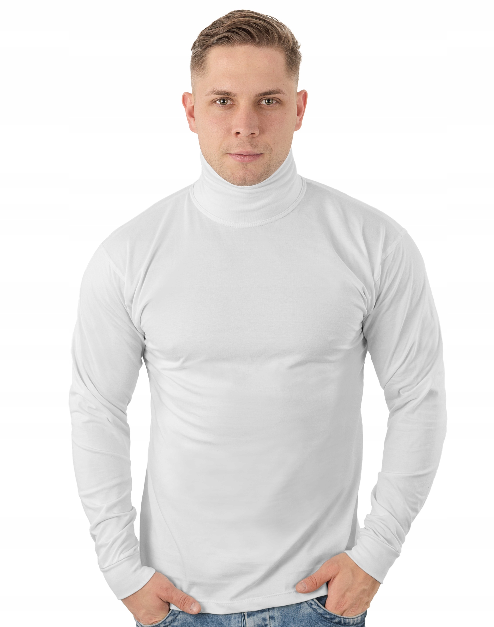 Elegancki Sweter Golf Męski Golfy WXM r 5XL biały