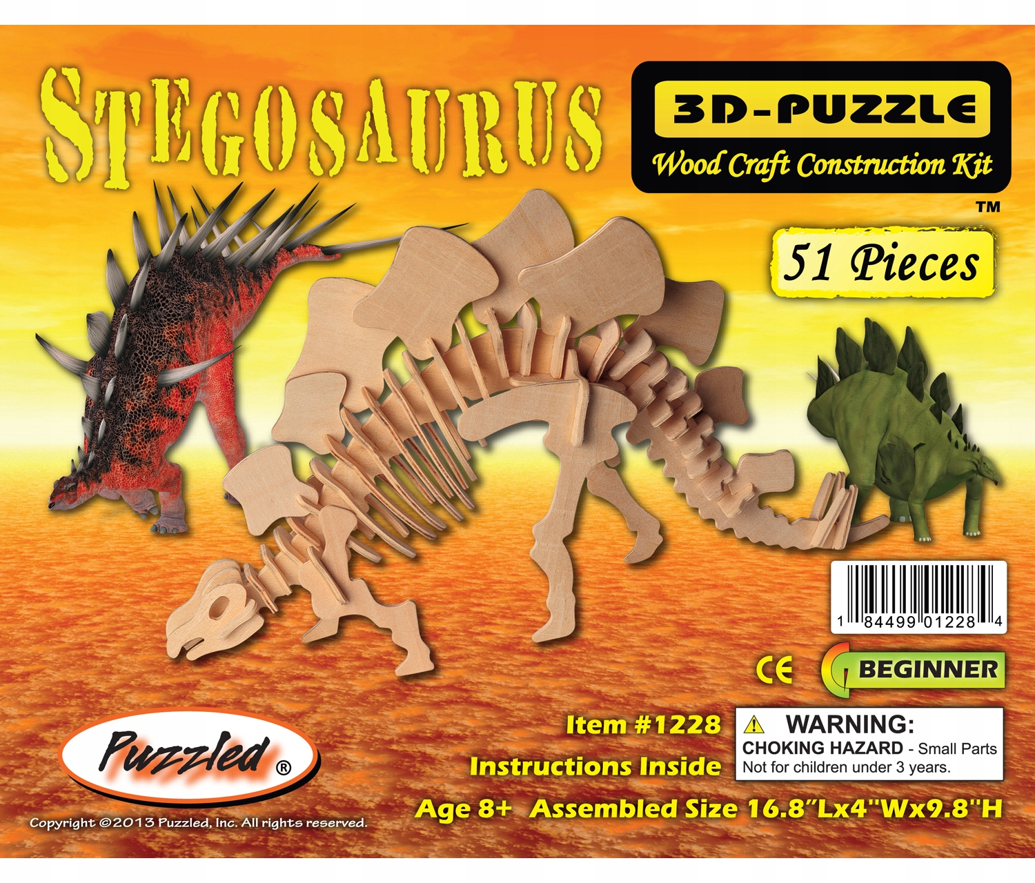 PUZZLE DREWNIANE 3D DINOZAUR STEGOZAUR J002 Marka inna