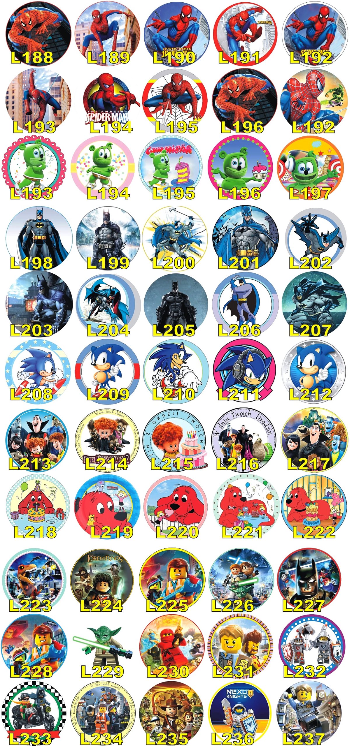 OPŁATEK NA TORT-BAJKOWE OPŁATKI - FOTO-TORTY -20CM Typ opłatek na tort