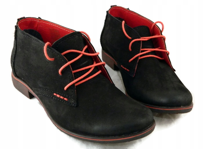 STYLOWE SZNUROWANE TRZEWIKI PÓŁBUTY SKÓRA UNI-60 Materiał wkładki skóra naturalna