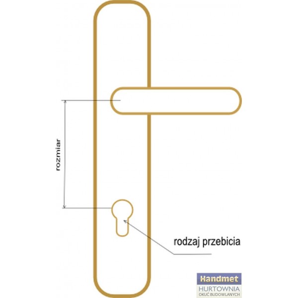 KLAMKA DRZWIOWA MOSIĘŻNA DO DRZWI KLASYK MOSIĄDZ Kolor mosiądz złoty
