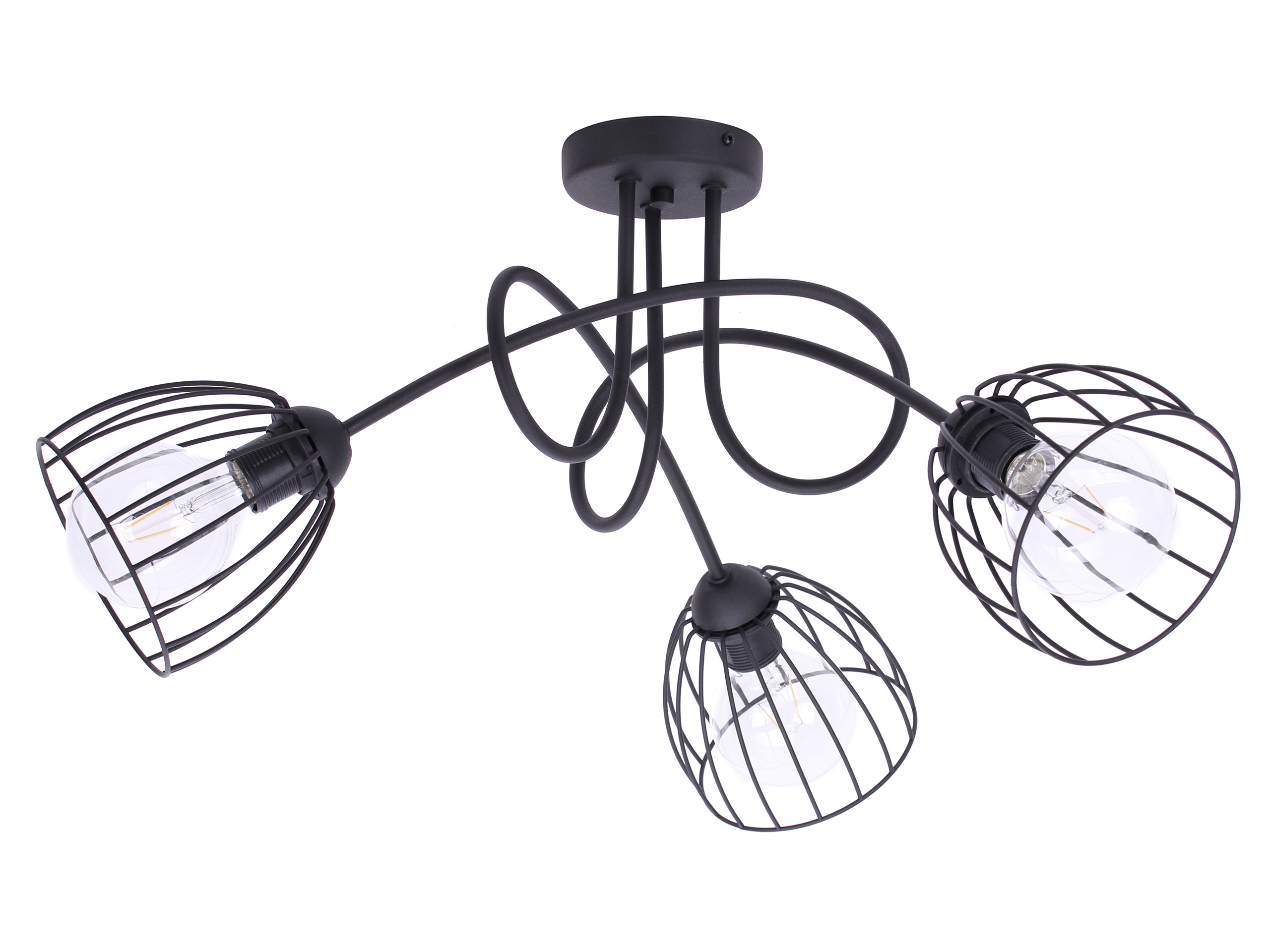 Závesná Stropná Lampa Luster Retro Loft Edison Čierna Kovová Trojitá