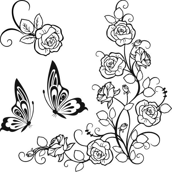 

Naklejka na ścianę ścienna Kwiaty Róża motyl 100cm