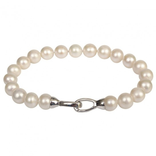 Ozdobný Stříbrný Náramek Z Bílých Perel