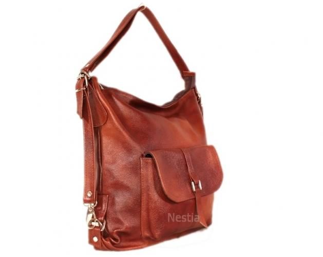 TOREBKA SKÓRZANA PLECAK A4 SKÓRA BRĄZOWO-RUDA HIT! Płeć kobieta