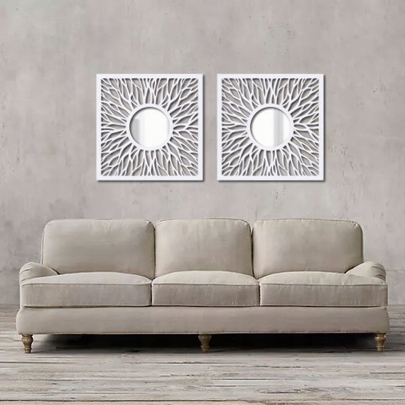 Lustro ścienne SOLAR 60x60cm, Obraz drewniany Typ lustra ścienne