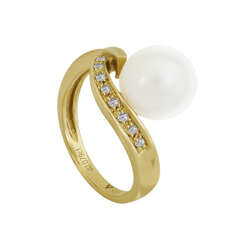 Exkluzivní Zlatý Prstýnek S Perlou A Brilianty