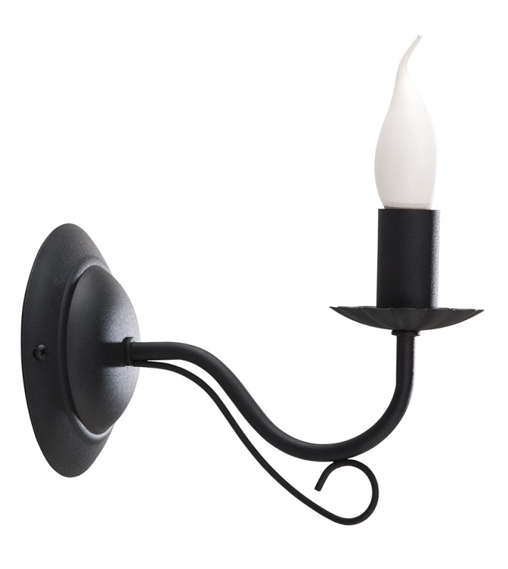 Čierne nástenné svietidlo retro lampa świecznikowa CHERUB
