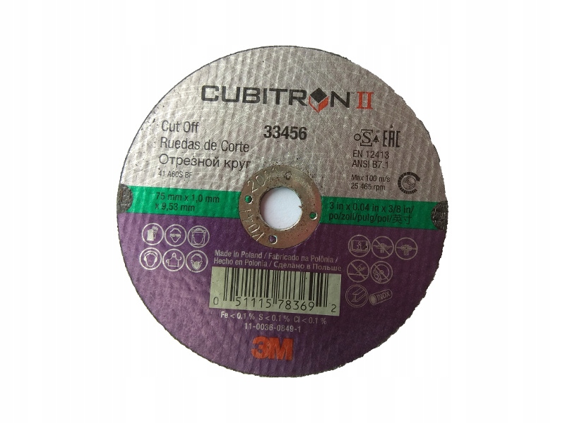 

3M 33456 tarcza do cięcia Cubitron II 75 x1x9,53mm