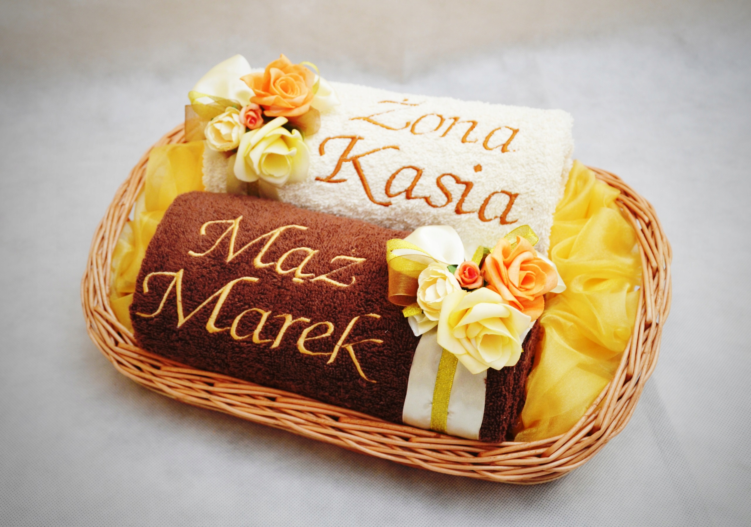 Prezent na ŚLUB ŚLUBNY 2 Ręczniki z Twoim Haftem Wymiary ręcznika 70x140cm