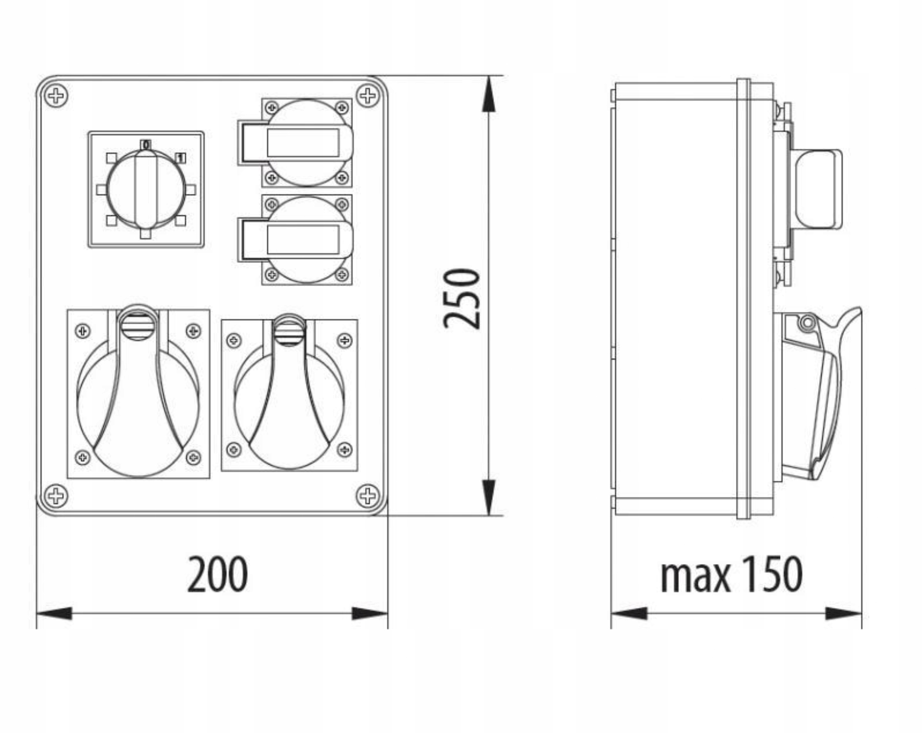 Rozdzielnica natynkowa 1x32A 5P 1x16A 5P 2x250V Stopień ochrony IP IP20