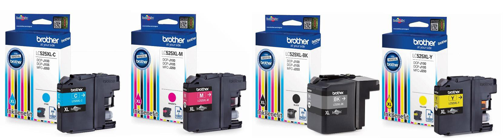 

4x Tusze Brother LC529 LC525 DCP-J100 J105 J200 XL