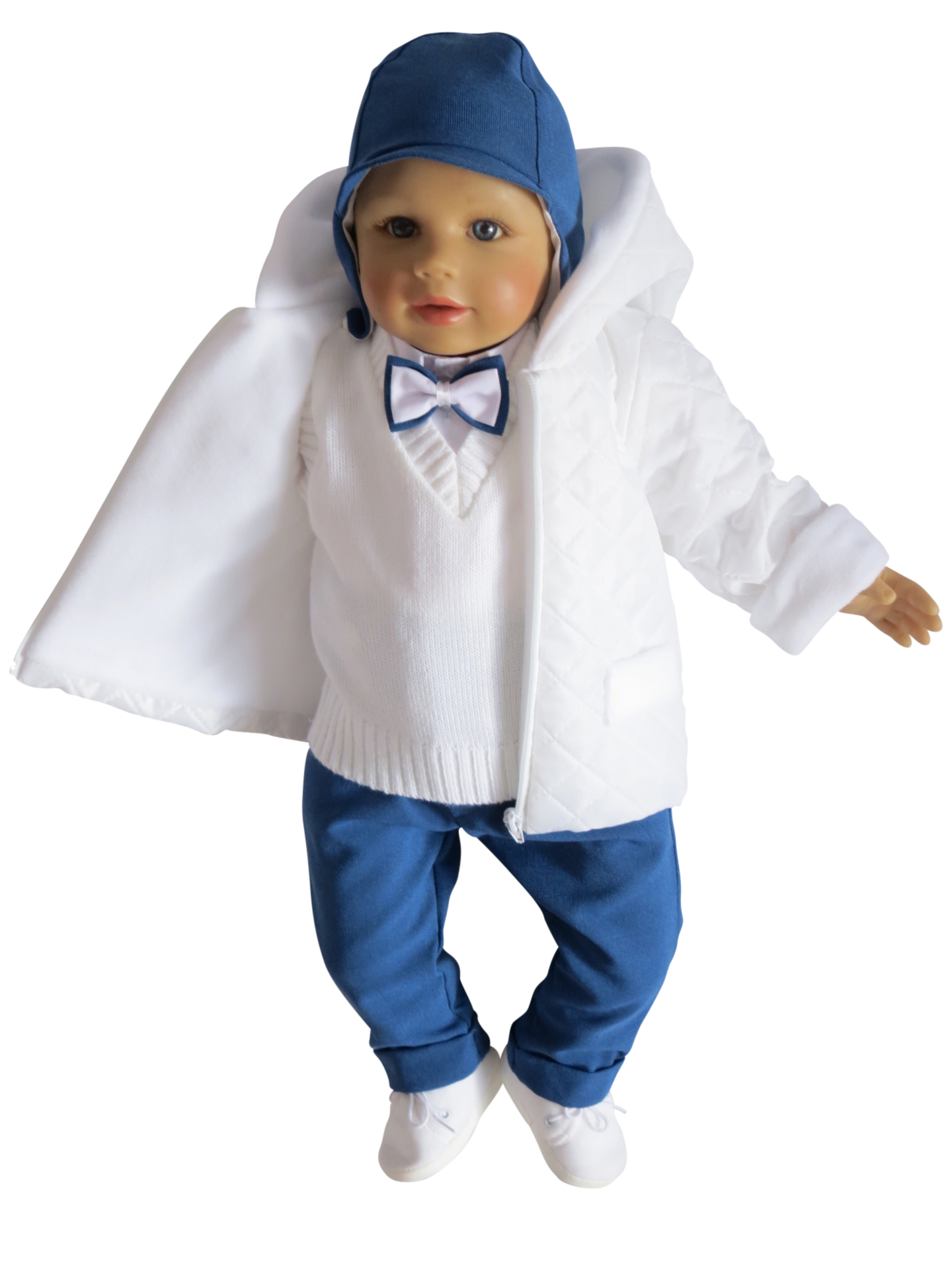 Ubranko do chrztu POLSKI komplet dla chłopca dziecka KURTKA komplecik R74 Kolor biały