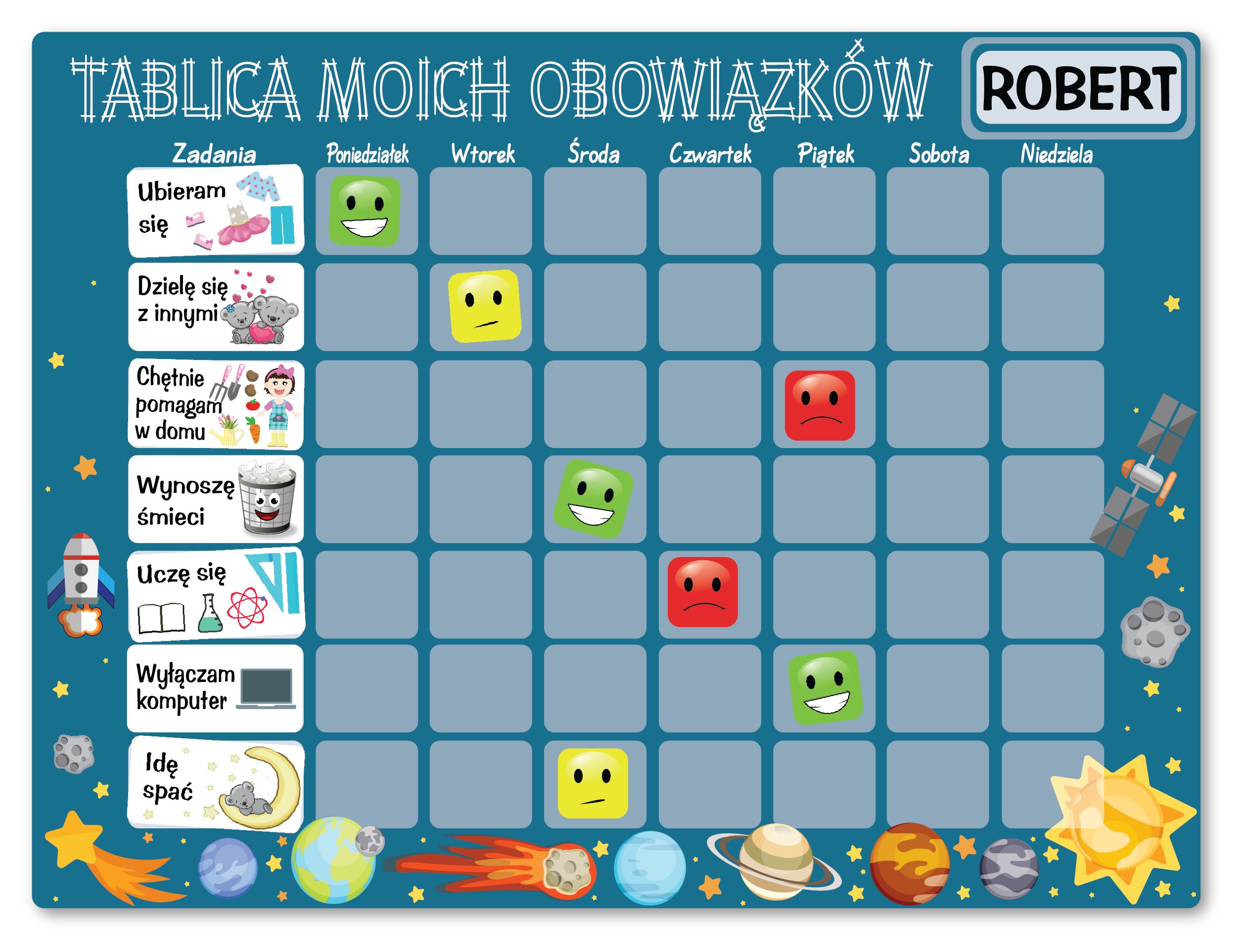 

Magnetyczna tablica motywacyjna obowiązków dzieci