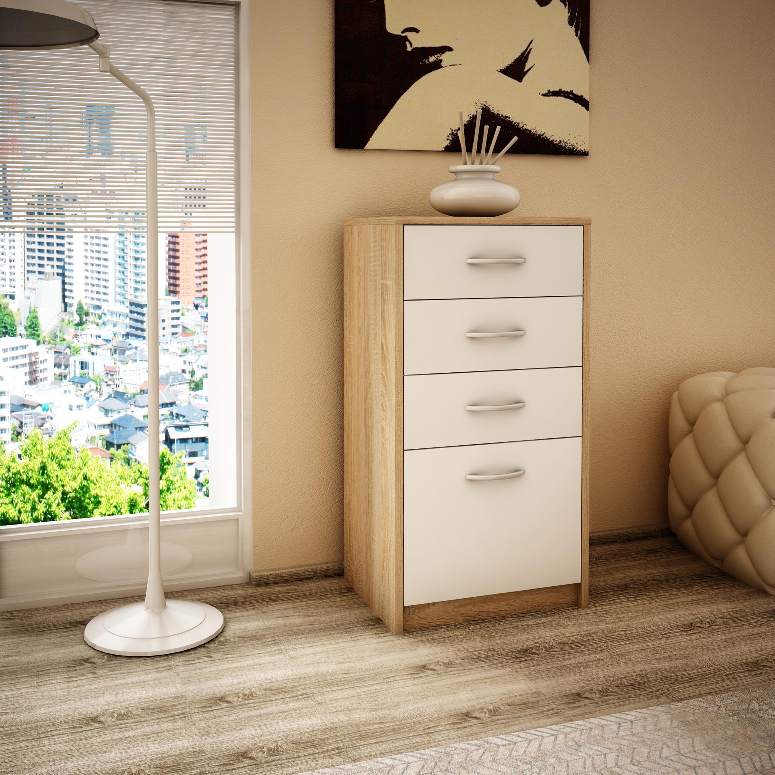 Komoda szafka 45cm 4S BIAŁY-SONOMA 4 szuflady ROB Głębokość mebla 35 cm