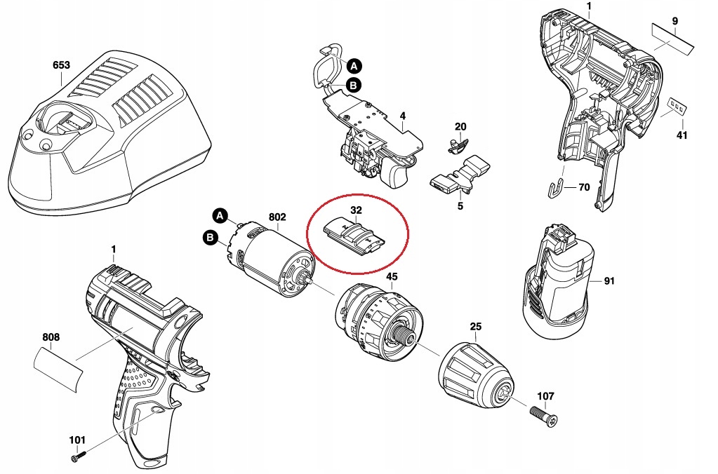 

Bosch Gsr 10,8-2-LI Przesuwka przełącznik biegi