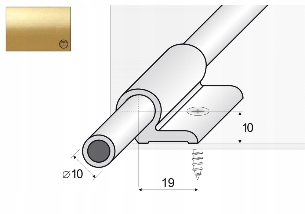 

A06 Pręt chodnikowy 120cm + uchwyty Złoto