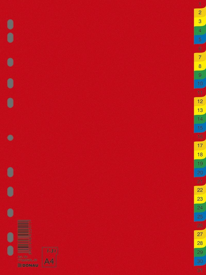 

Przekładki Donau, Pp, A4, 230X297MM, 1-31, 31 Kart