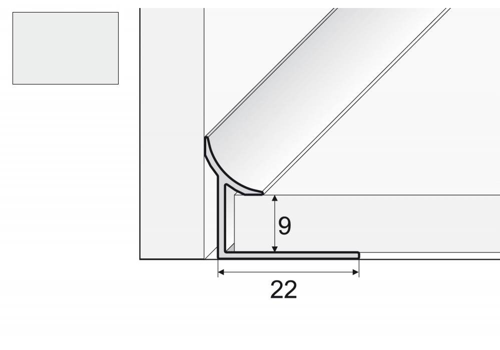 

Profil wewnętrzny A96 - 250cm/9mm Aluminium Natur