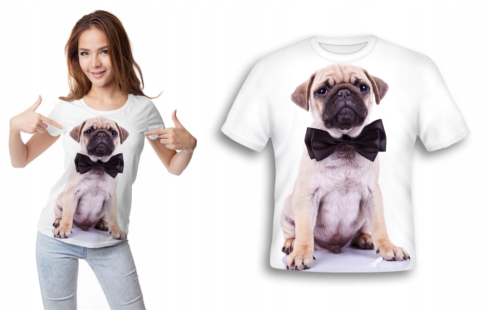 

Koszulka Fullprint Mopsik Z Muchą L Trwała Modna