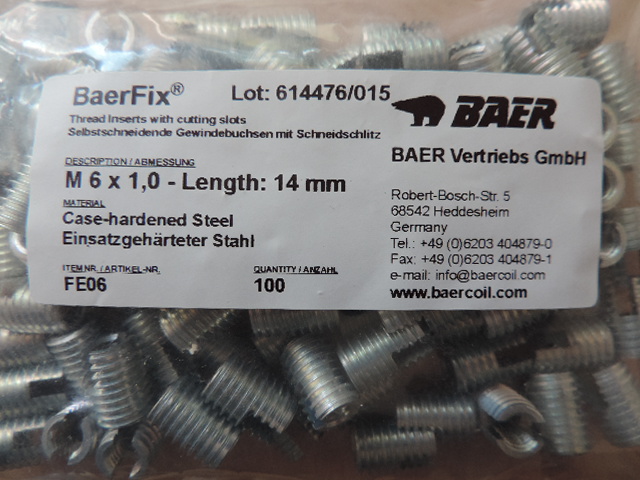 Tulejki do naprawy gwintu M6 x 1,0 tulejka wkładka EAN (GTIN) 4058462021763