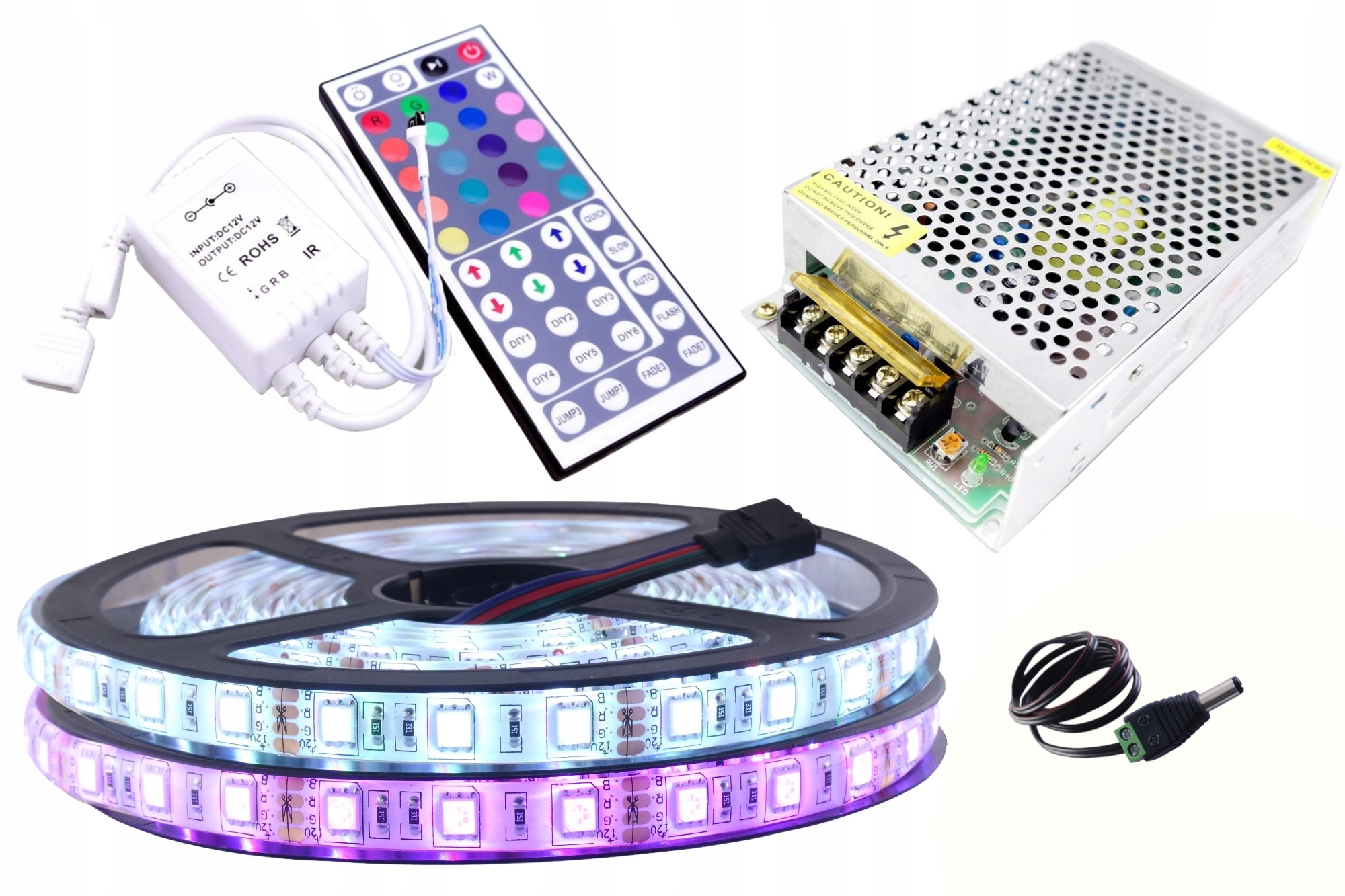 Set Led pásek 300 Rgb 5050 IP65 ovladač 10 m