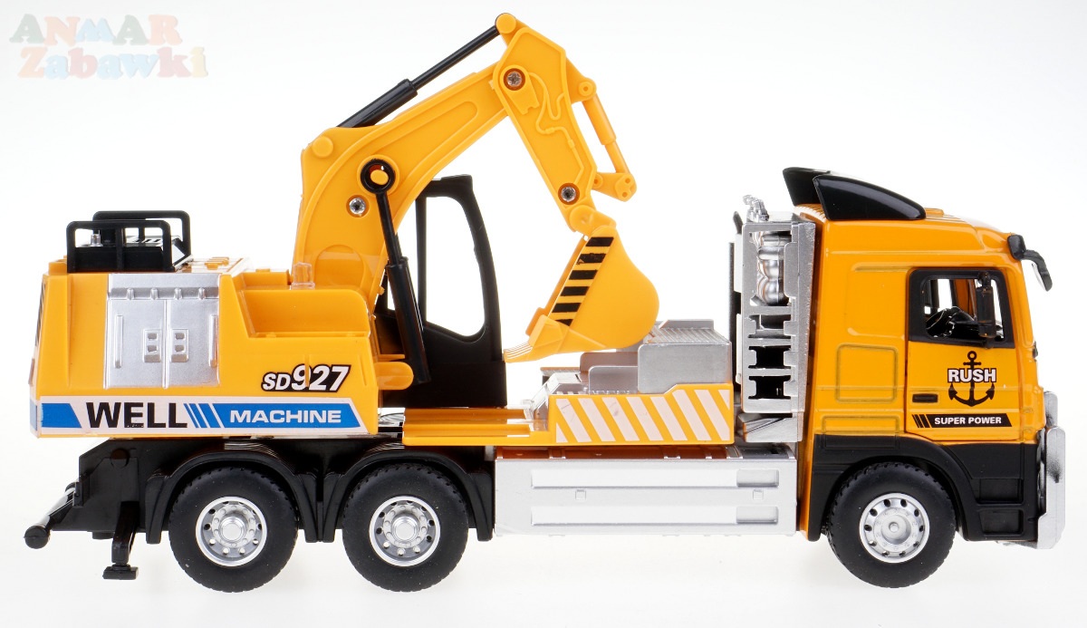 CIĘŻARÓWKA Z KOPARKĄ METAL/PLASTIK ŚW. DŹWIĘK 1:32 Marka Hipo