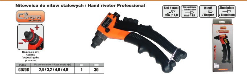 CORONA C0708 NITOWNICA PROFI RĘCZNA 2,4–4,8 mm Kod producenta C0708