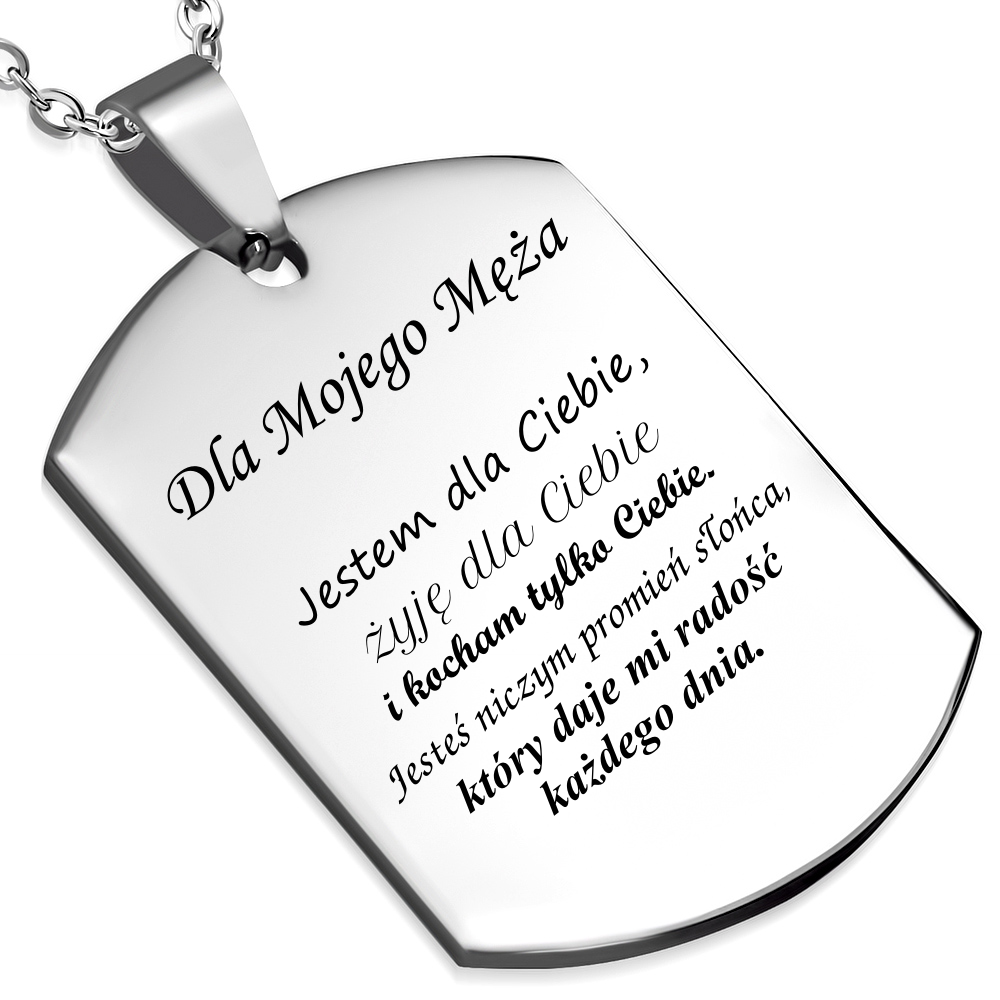 

Dla Mojego Męża naszyjnik zawieszka z dedykacją