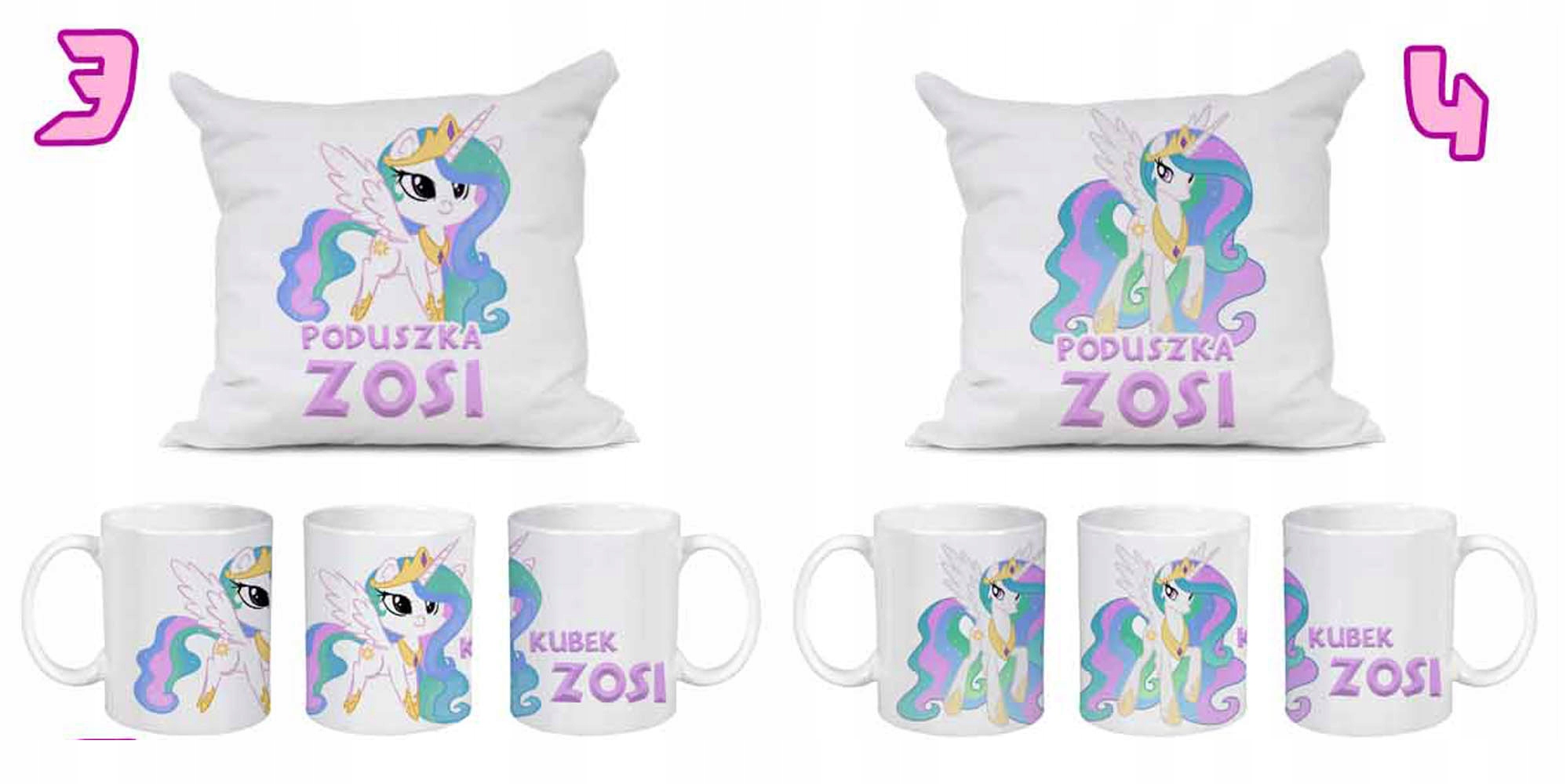 ZESTAW KUBEK + PODUSZKA MY LITTLE PONY IMIĘ GRATIS Bohater My little pony