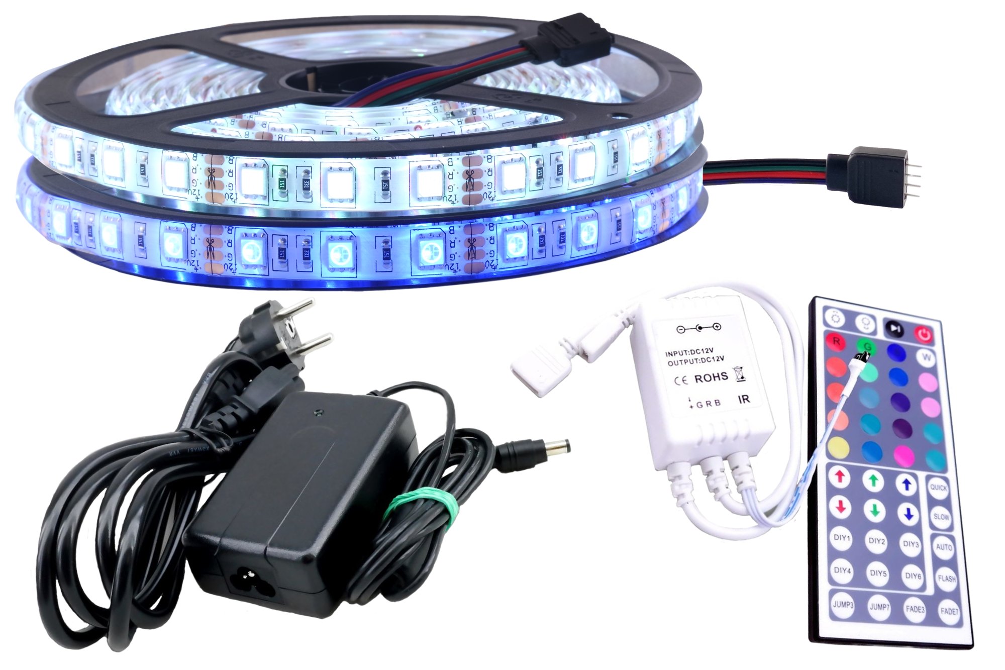 Set Led pásek 300SMD Rgb 5050 IP65 ovladač 7 m