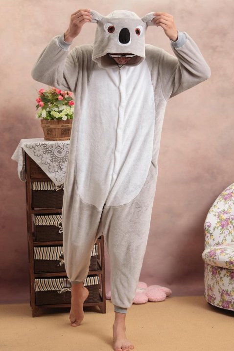 PIŻAMA ZWIERZĘTA JEDNOCZĘŚCIOWA KOALA M Dekolt okrągły