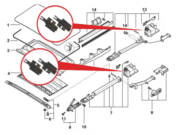 ПАНОРАМНАЯ КРЫША DO BMW E39 X5 E53 КРЕПЛЕНИЯ РЕЙКИ ZEST NAPR фото 7