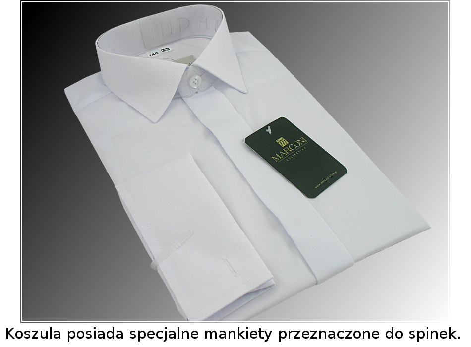 BIAŁA KOSZULA do SPINEK na SPINKI MARCONI roz.152 Rozmiar (new) 152 (147 - 152 cm)