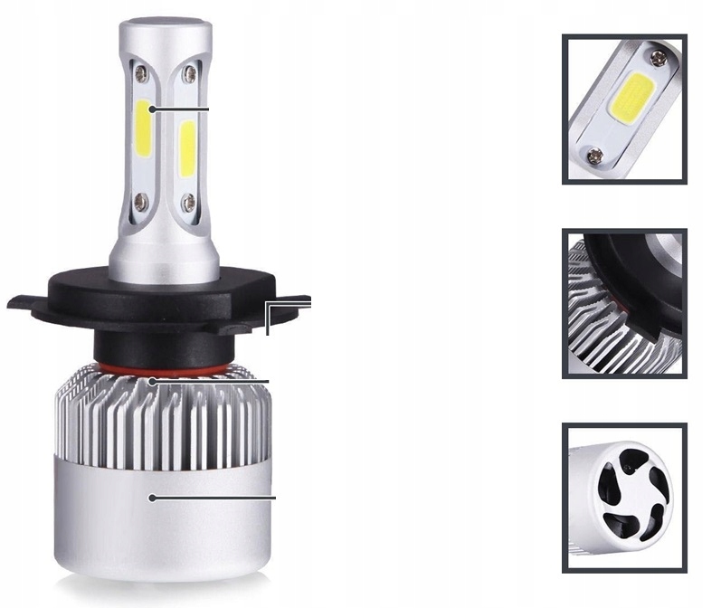 ŻARÓWKI 2szt H27 LED COB 8000lm 16000lm 72W CANBUS Moc 72 W