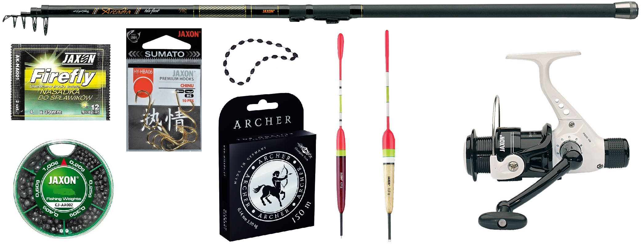 Jaxon Zestaw Spławikowy Wędka 3,9 m Kołowrotek Hak