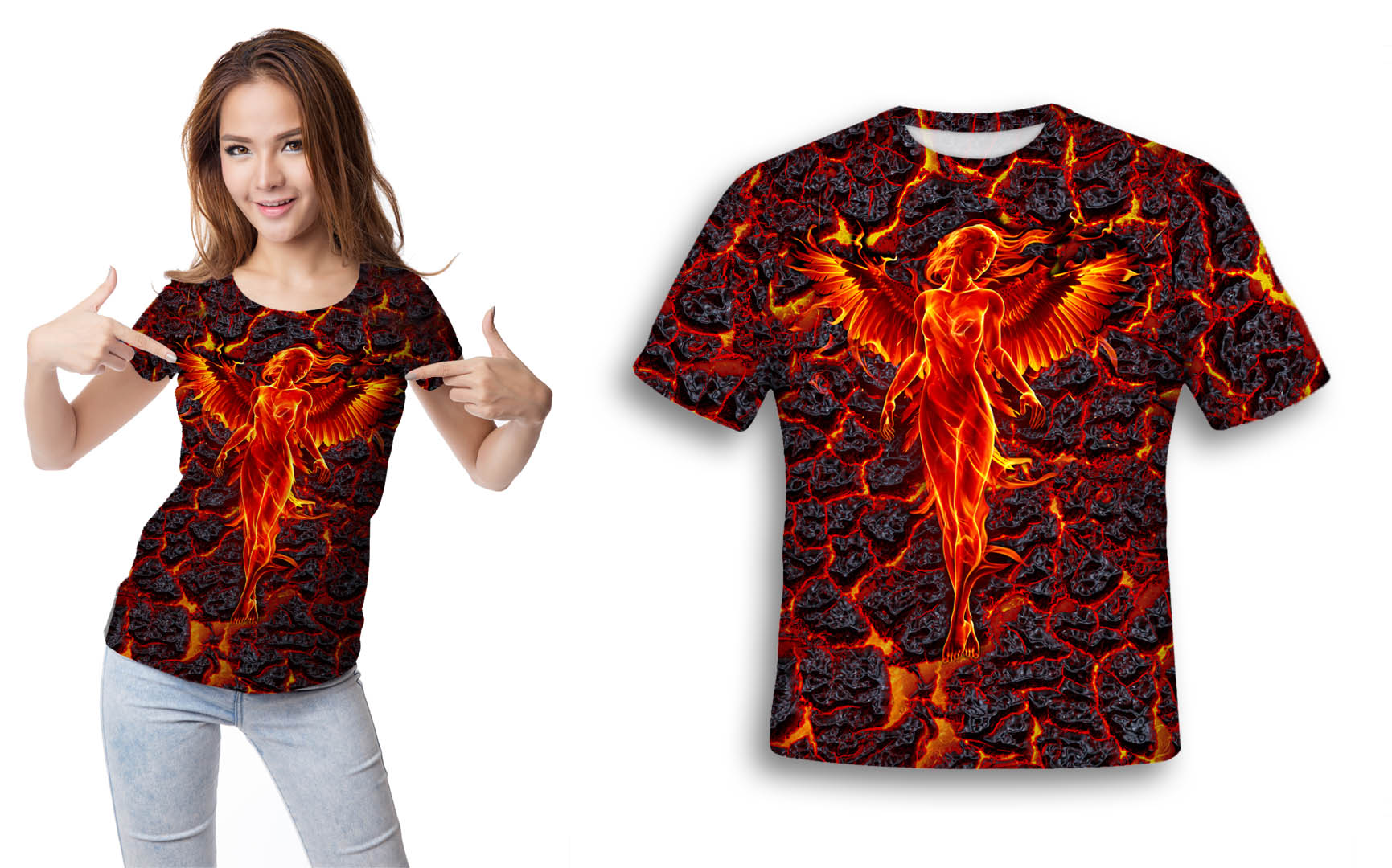 

Koszulka Fullprint T-shirt Fire Angel S Modna Pl