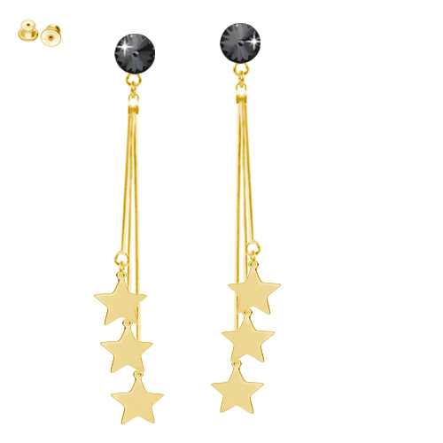 

Złote kolczyki gwiazdki i Swarovski Kolory Pudełko