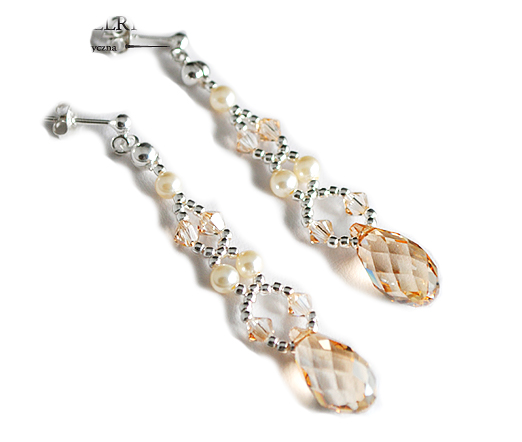 

Srebrne kolczyki ślubne Swarovski KL811 ślub gold
