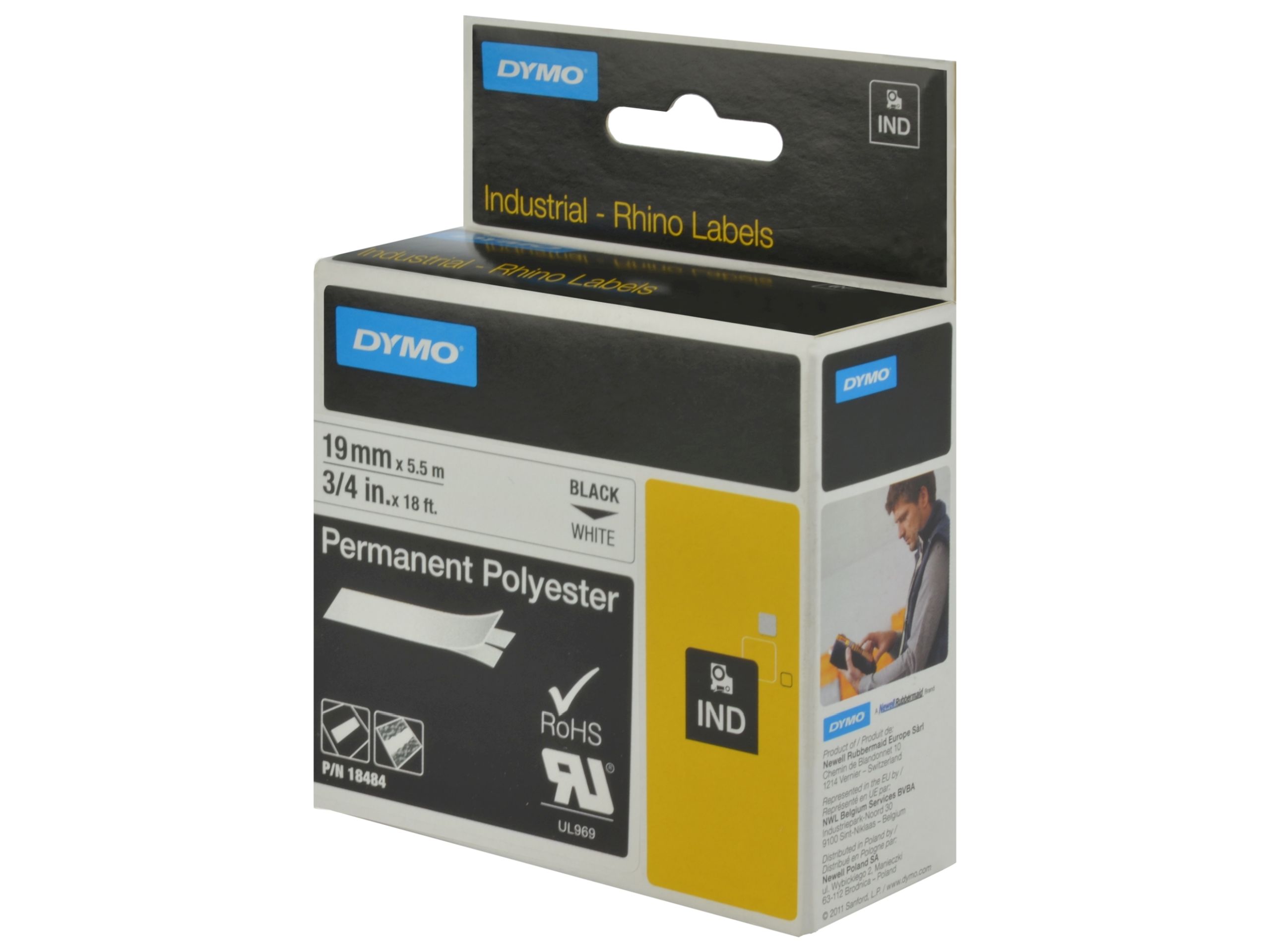 Polyesterová páska Dymo 18484 19 mm x 5,5 m černobílá