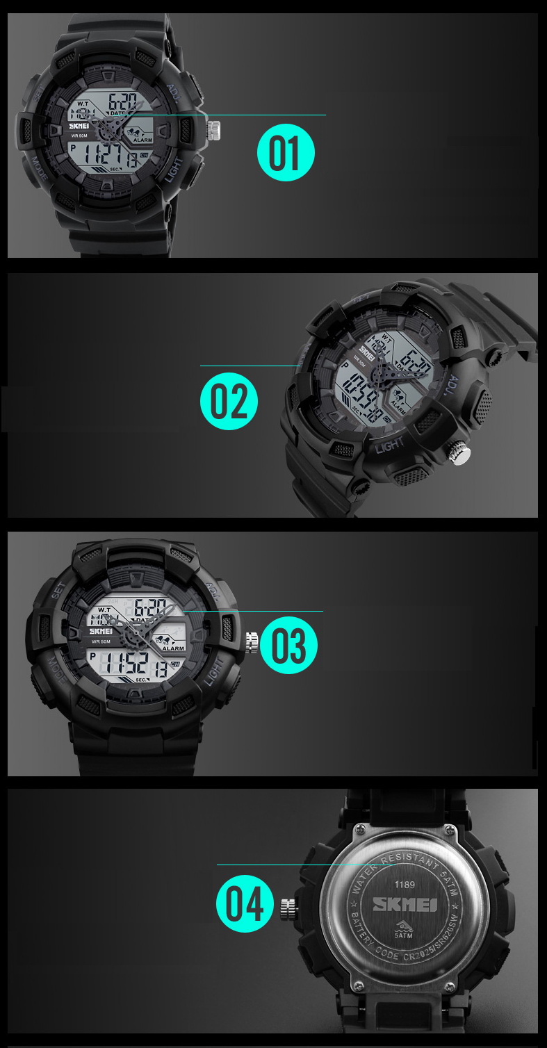 WOJSKOWY ZEGAREK MĘSKI SKMEI S-SHOCK MILITARNY !!! Kolor czarny