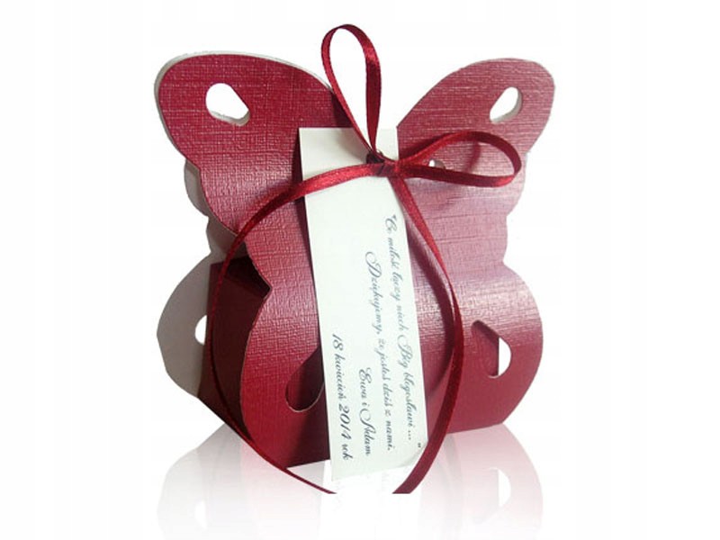 

Podziękowania dla gości motyl + winietka + wstążka