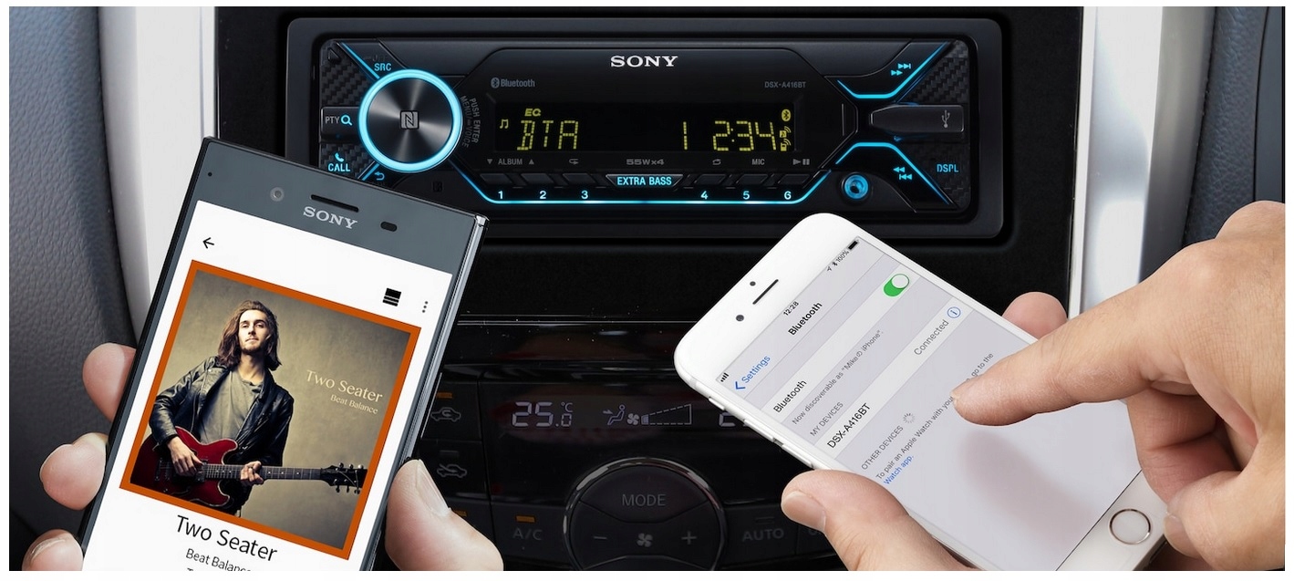 автомобільний радіоприймач SONY DSX-A416bt Bluetooth FLAC глибина продукту 17,7 см
