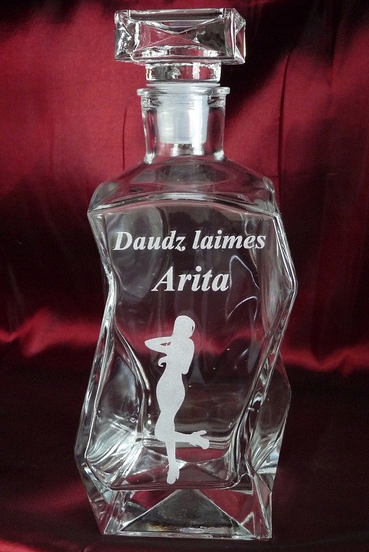 KARAFKA Z DEDYKACJĄ ŻYCZENIA NA ROCZNICĘ + GRAWER Kolor przezroczysty