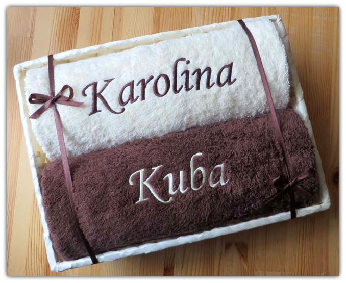 Ręczniki z IMIĘ w KOSZU kosz PREZENT ślub rocznica Gramatura ręcznika 510 - 600 GSM