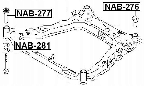 TULEJA ZESTAW NAPRAWCZY WÓZKA RAMY NISSAN X-TRAIL Numer katalogowy części NAB-276 NAB-281 NAB-277