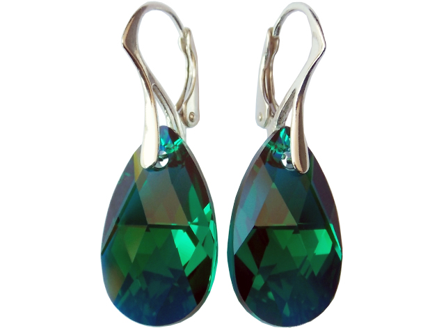 

Kolczyki Swarovski Migdał 22mm Emerald Ab